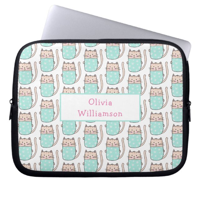 Funda Para Portátil Patrón de gato lindo  (Frente)