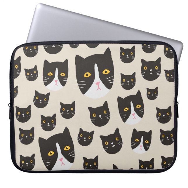 Funda Para Portátil Patrón de gato sin soldadura/ (Frente)