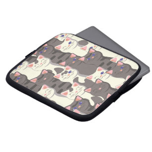 Funda Para Portátil Patrón de gatos blancos y grises