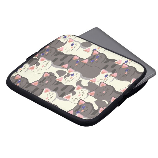 Funda Para Portátil Patrón de gatos blancos y grises (Superior anverso)