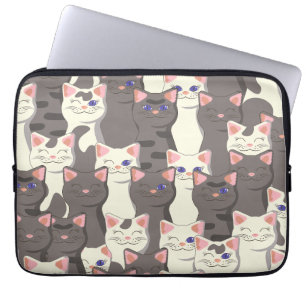 Funda Para Portátil Patrón de gatos blancos y grises