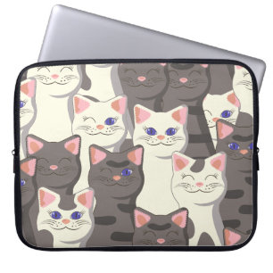 Funda Para Portátil Patrón de gatos blancos y grises