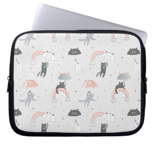 Funda Para Portátil Patrón de gatos con lluvia corta