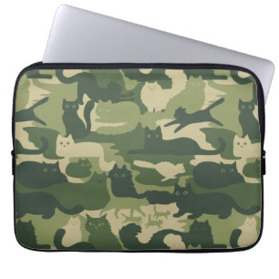 Funda Para Portátil Patrón de gatos de camuflaje Ejército Gatos Gatito