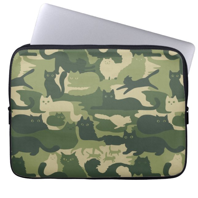 Funda Para Portátil Patrón de gatos de camuflaje Ejército Gatos Gatito (Frente)