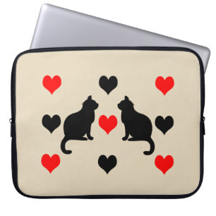 Funda Para Portátil Patrón de gatos y corazones