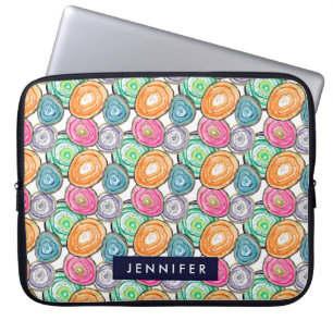 Funda Para Portátil Patrón de geoda personalizado naranja verde rosa l