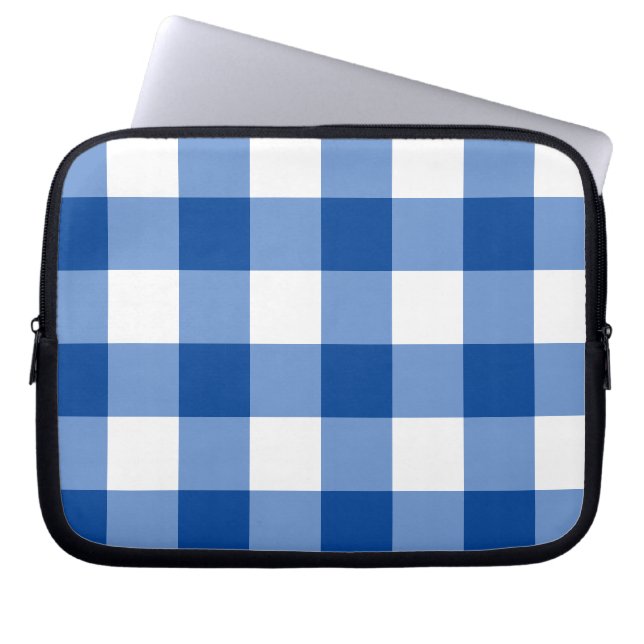 Funda Para Portátil Patrón de gingham azul (Frente)