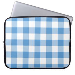 Funda Para Portátil Patrón de Gingham blanco y azul claro
