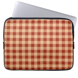 Funda Para Portátil Patrón de Gingham controlado de Brown