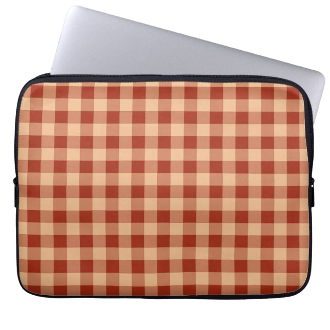 Funda Para Portátil Patrón de Gingham controlado de Brown (Frente)