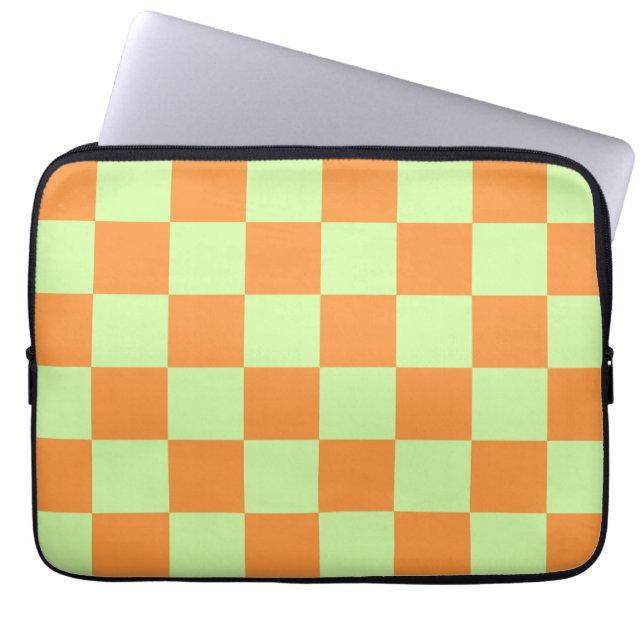 Funda Para Portátil Patrón de Gingham controlado por cítricos verdes n (Frente)