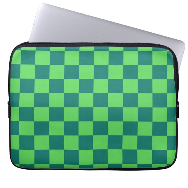 Funda Para Portátil Patrón de Gingham de Blue Green Checkered (Frente)