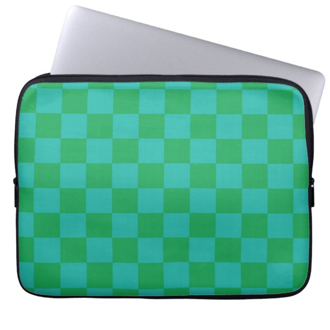 Funda Para Portátil Patrón de Gingham de Green Blue Checkered (Frente)