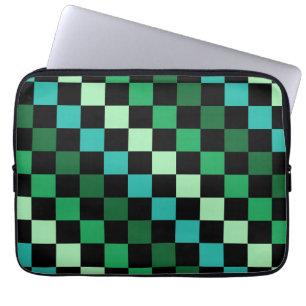 Funda Para Portátil Patrón de Gingham de Green Blue Checkered