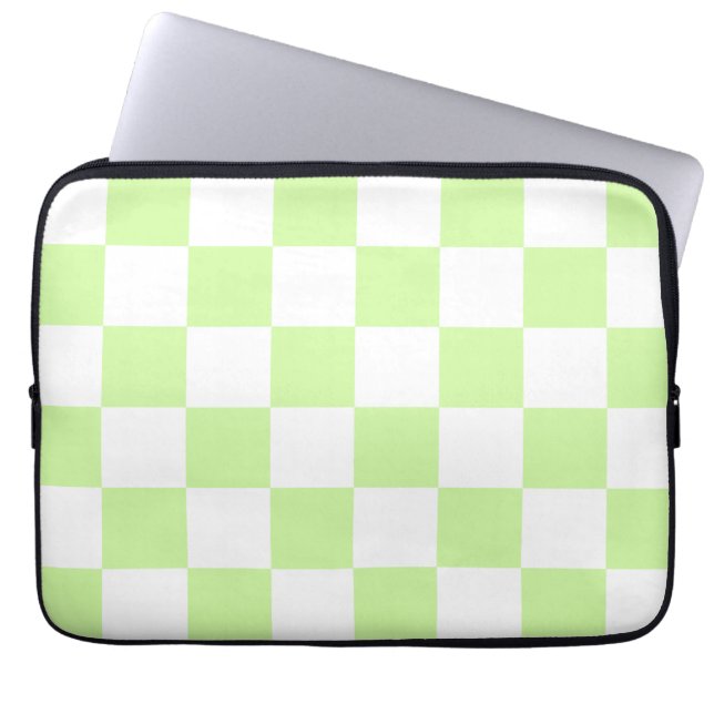 Funda Para Portátil Patrón de Gingham de Pastel Verde (Frente)