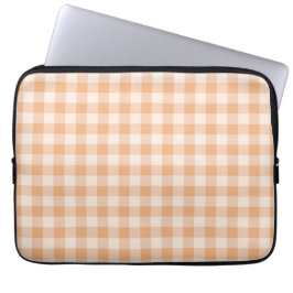 Funda Para Portátil Patrón de Gingham de Peach White Checkered