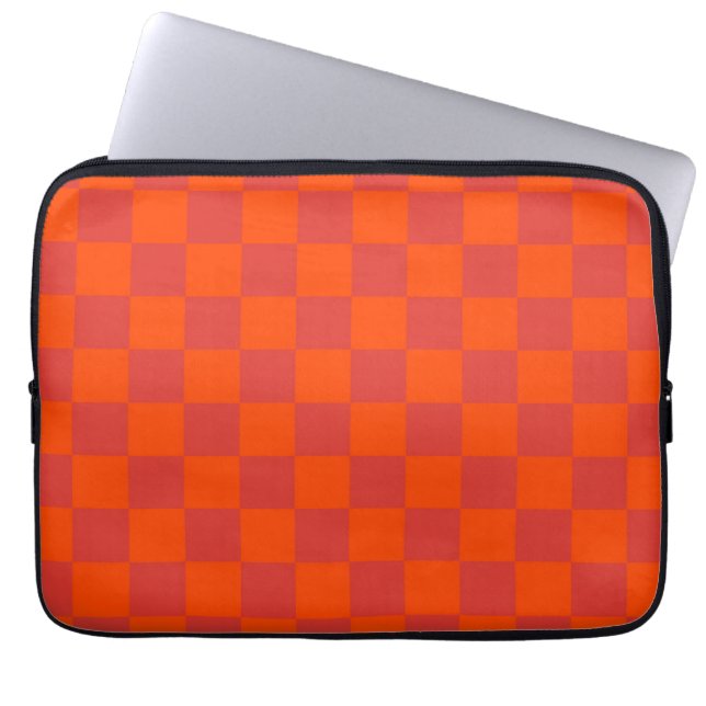 Funda Para Portátil Patrón de Gingham de Red Checkered naranja (Frente)