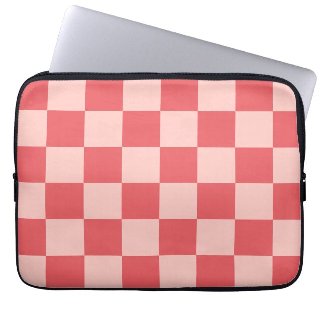 Funda Para Portátil Patrón de Gingham de Red Checkered Rosa (Frente)