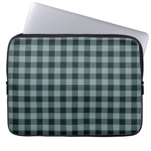 Funda Para Portátil Patrón de Gingham negro azul