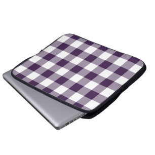 Funda Para Portátil Patrón de Gingham púrpura y blanca