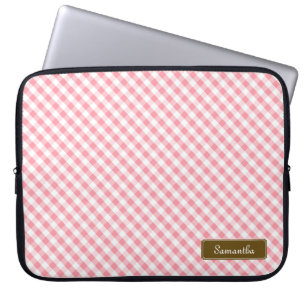 Funda Para Portátil Patrón de Gingham rosa de Pastel Cute