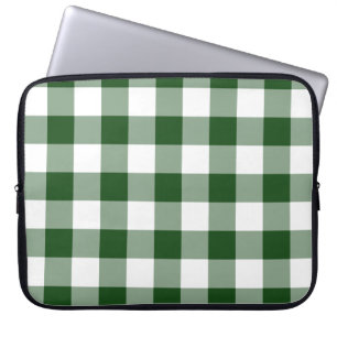 Funda Para Portátil Patrón de Gingham verde y blanco