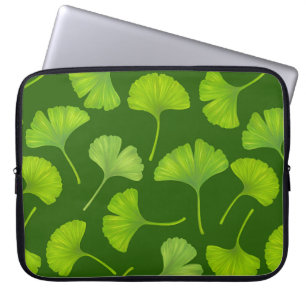 Funda Para Portátil Patrón de Ginkgo en verde oscuro