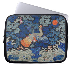 Funda Para Portátil Patrón de grulla china vintage: azul imperial