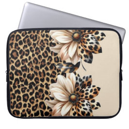 Funda Para Portátil Patrón de Guepardo de Moda con Gráfica de Flor 3D