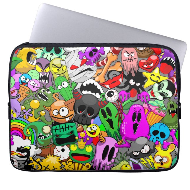 Funda Para Portátil Patrón de Halloween de personajes adorables (Frente)