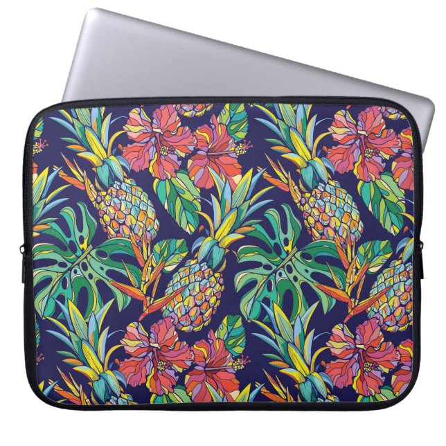 Funda Para Portátil Patrón de hibiscus de piña tropical (Frente)