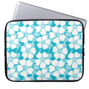 Funda Para Portátil Patrón de hibiscus tropical de color blanco sobre