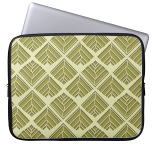 Funda Para Portátil Patrón de hoja cuadrada Gold Lime Light
