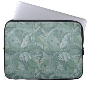 Funda Para Portátil Patrón de hoja de acanto azul turquesa de William