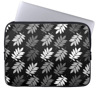 Funda Para Portátil Patrón de hoja de anciano negro blanco gris