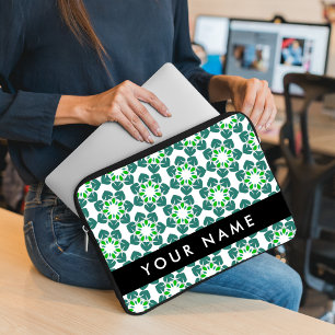 Funda Para Portátil Patrón de Hoja, Hojas Verdes, Tu Nombre