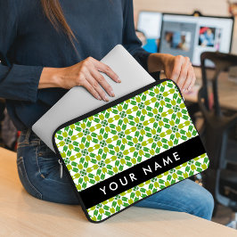 Funda Para Portátil Patrón de Hoja, Hojas Verdes, Tu Nombre
