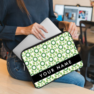 Funda Para Portátil Patrón de Hoja, Hojas Verdes, Tu Nombre