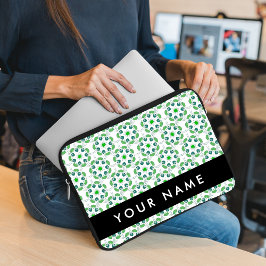 Funda Para Portátil Patrón de Hoja, Hojas Verdes, Tu Nombre