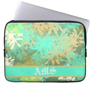 Funda Para Portátil Patrón de hoja verde abstracto moderno
