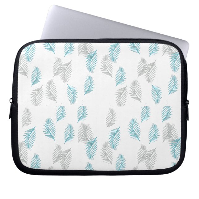 Funda Para Portátil Patrón de hojas azules y grises (Frente)