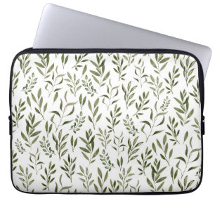 Funda Para Portátil Patrón de hojas de agua Eucalyptus Greenery