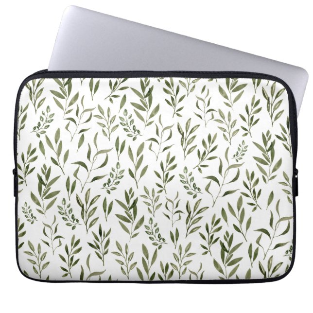 Funda Para Portátil Patrón de hojas de agua Eucalyptus Greenery (Frente)