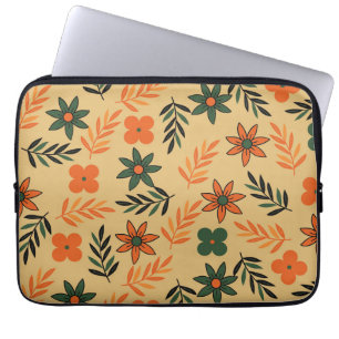 Funda Para Portátil Patrón de hojas de flores florales retro vintage 7