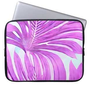 Funda Para Portátil Patrón de hojas de palmeras rosadas tropicales