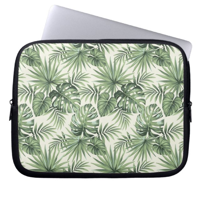 Funda Para Portátil Patrón de hojas tropicales verdes (Frente)