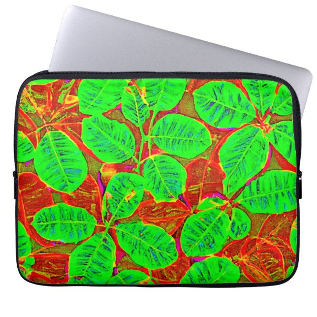 Funda Para Portátil Patrón de hojas verdes (Frente)