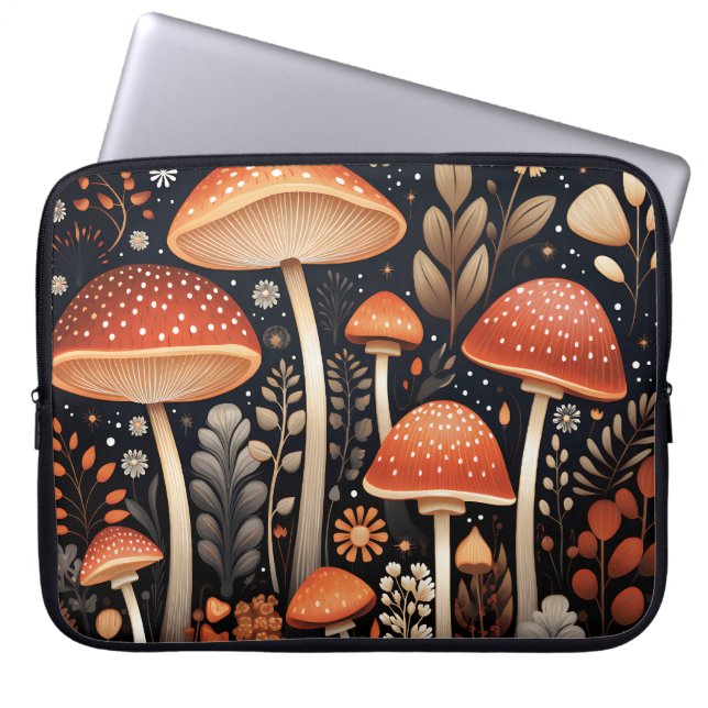 Funda Para Portátil Patrón de hongos de Boho Woodland (Frente)