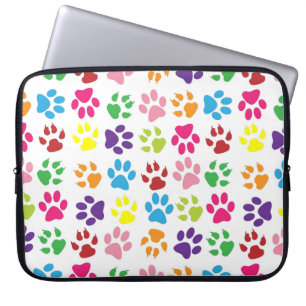 Funda Para Portátil Patrón de huellas de patas coloridas brillantes